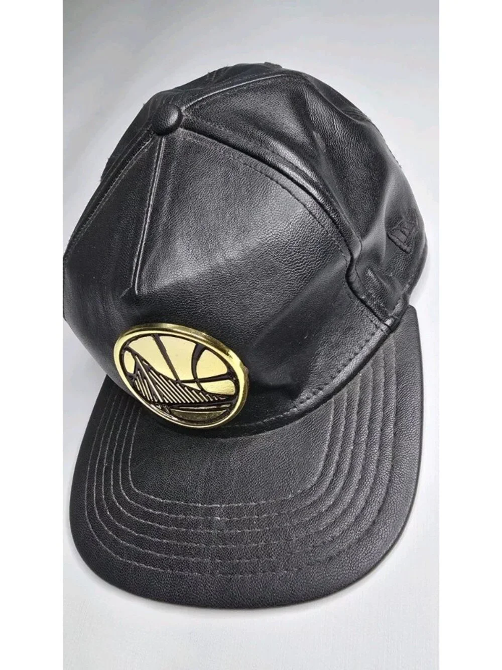 Golden State Warriors Black Leather Snapback Hat By New Era 9Fifty One Size Fits